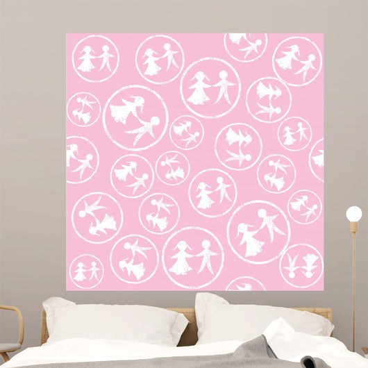 Pink Pattern with White Wall Decal