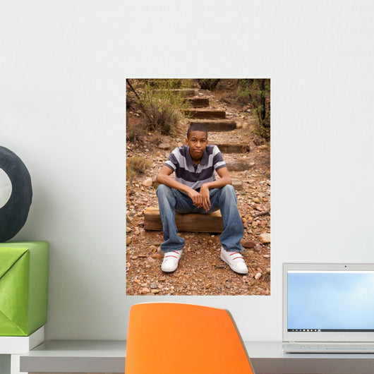 Male Teen Sitting Trail Wall Mural