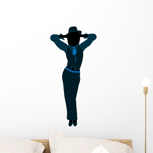 African American Female Jazz Dancer Silhouette Wall Decal
