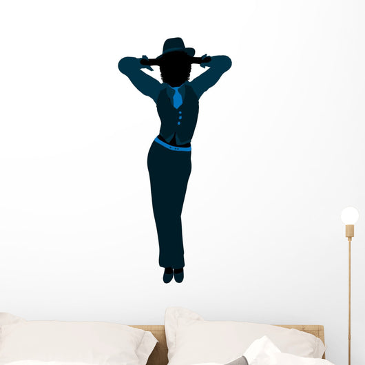 African American Female Jazz Dancer Silhouette Wall Decal