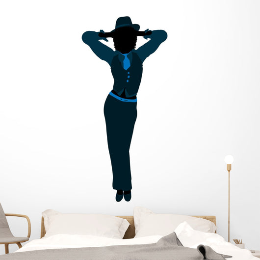 African American Female Jazz Dancer Silhouette Wall Decal