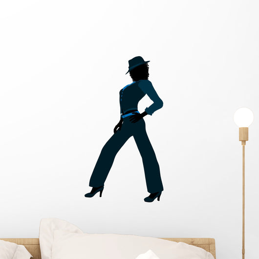 African American Female Jazz Dancer Silhouette Wall Decal