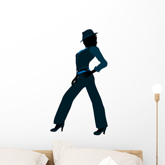 African American Female Jazz Dancer Silhouette Wall Decal