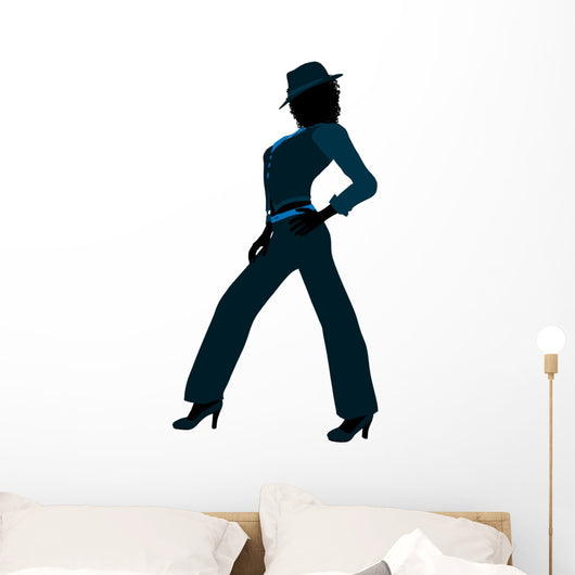 African American Female Jazz Dancer Silhouette Wall Decal