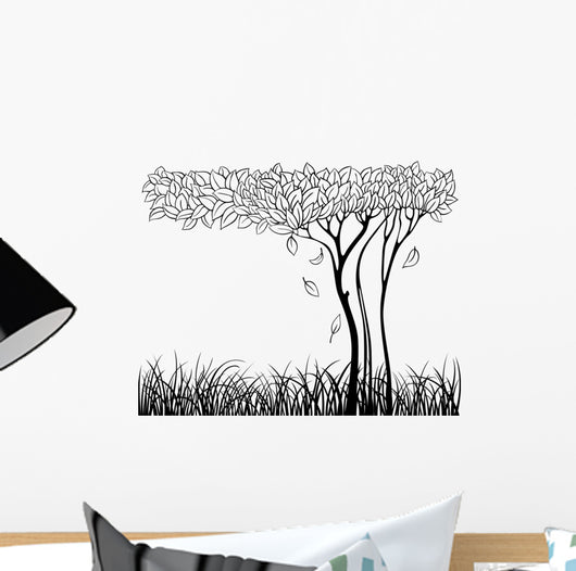 Silhouette Tree with Grass