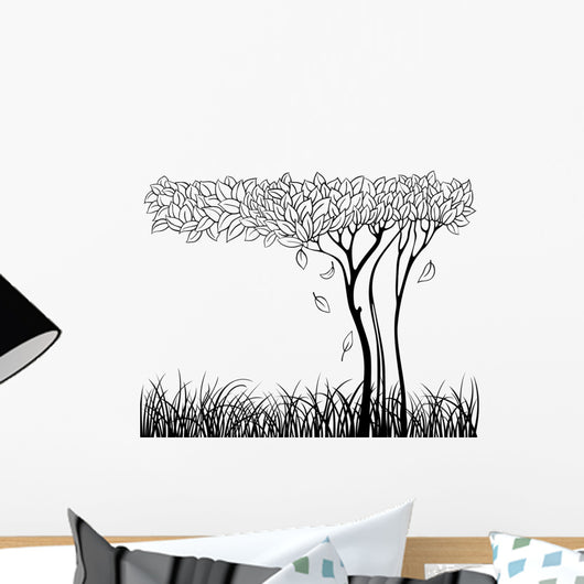 Silhouette Tree with Grass