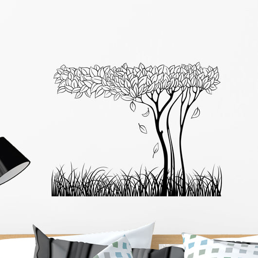 Silhouette Tree with Grass