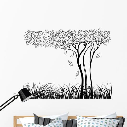 Silhouette Tree with Grass