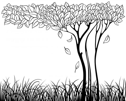 Silhouette Tree with Grass