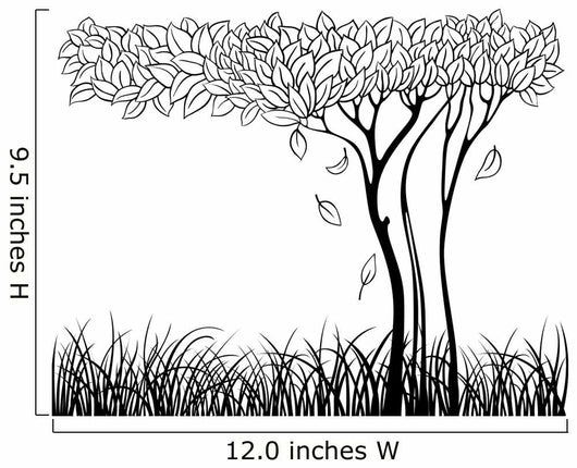 Silhouette Tree with Grass