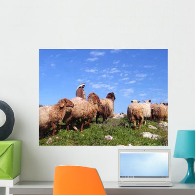 Herd and Shepherd Wall Decal shown on a wall