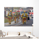 fire fighters heading to a fire Wall Mural