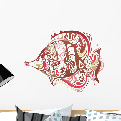 Tropical Fish Wall Decal shown on a wall