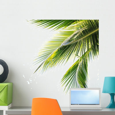 Palm Tree Leaf Wall Decal shown on a wall