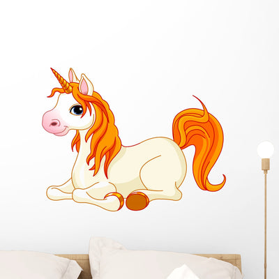 Beautiful Unicorn with Red shown on a wall