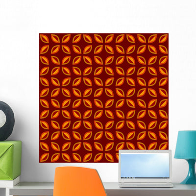 Seamless Fall Flowers or Wall Decal shown on a wall