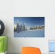 winter forest in mountains, ski-track Wall Mural