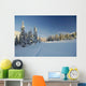 winter forest in mountains, ski-track Wall Mural