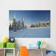 winter forest in mountains, ski-track Wall Mural