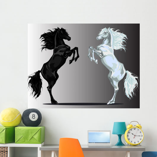 Two Rear Horses Wall Mural