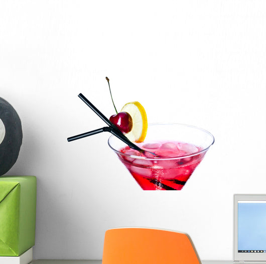 Red Cocktail White Wall Decal