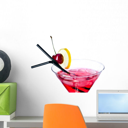 Red Cocktail White Wall Decal