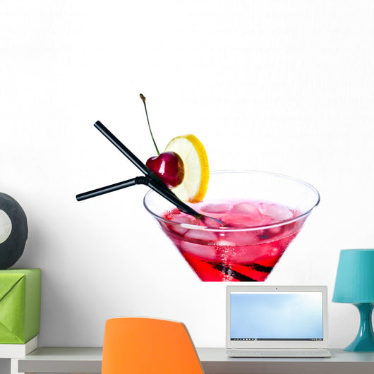 Red Cocktail White Wall Decal
