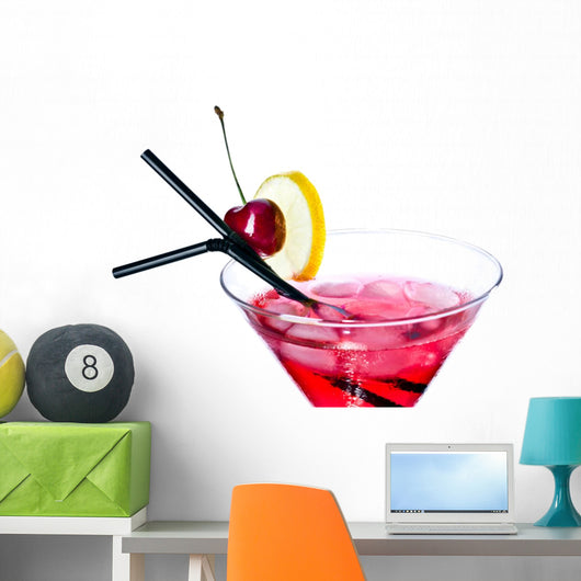 Red Cocktail White Wall Decal