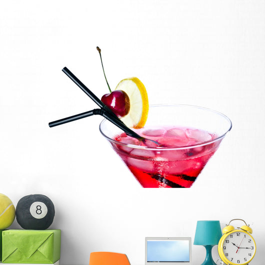 Red Cocktail White Wall Decal