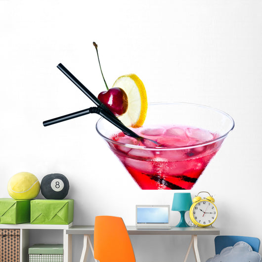 Red Cocktail White Wall Decal