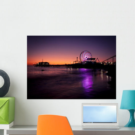 Santa Monica Pier Sunset Wall Mural