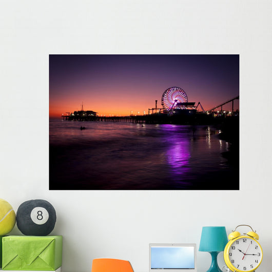 Santa Monica Pier Sunset Wall Mural