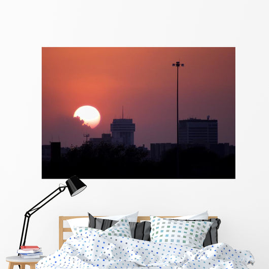 Places Downtown Sunset Wall Decal