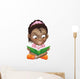 Illustration cute black girl reading book Wall Decal