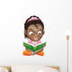 Illustration cute black girl reading book Wall Decal