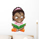 Illustration cute black girl reading book Wall Decal