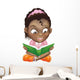Illustration cute black girl reading book Wall Decal