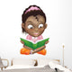 Illustration cute black girl reading book Wall Decal