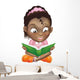 Illustration cute black girl reading book Wall Decal