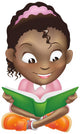 Illustration cute black girl reading book Wall Decal