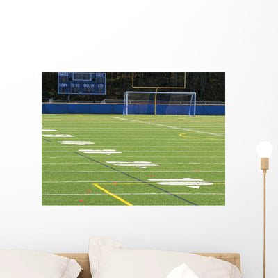 Empty Football Field Wall Decal shown on a wall