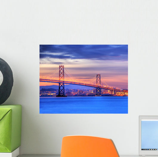bay bridge and san francisco at dusk Wall Mural