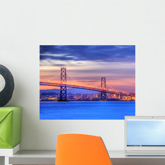 bay bridge and san francisco at dusk Wall Mural