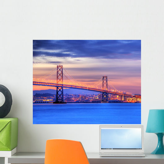 bay bridge and san francisco at dusk Wall Mural