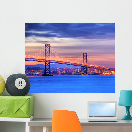 bay bridge and san francisco at dusk Wall Mural
