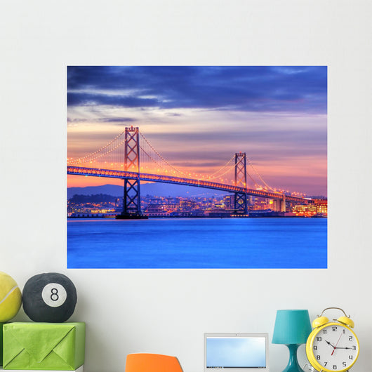 bay bridge and san francisco at dusk Wall Mural