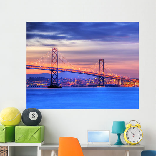 bay bridge and san francisco at dusk Wall Mural
