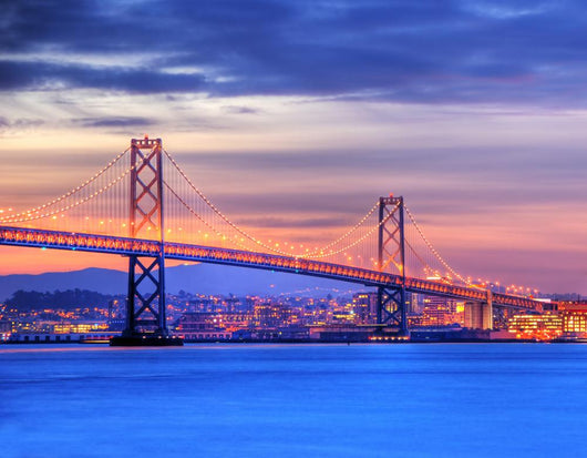 bay bridge and san francisco at dusk Wall Mural