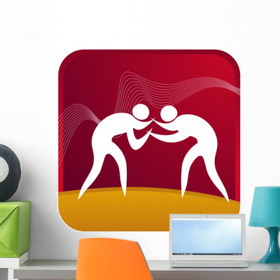 Wrestler Wall Mural shown on a wall