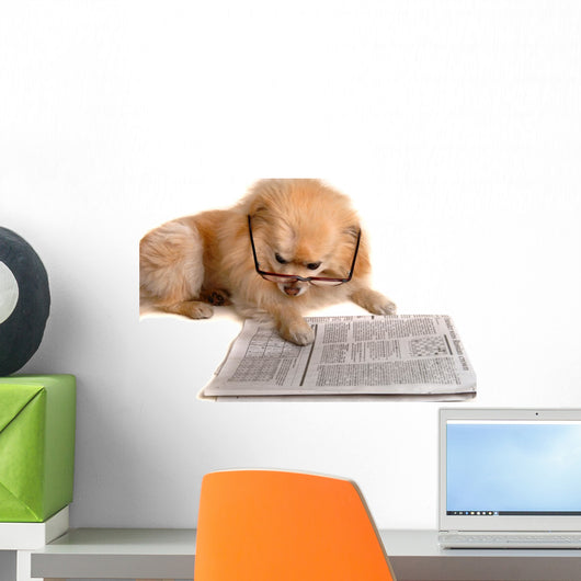 Dog Reads Newspaper Wall Decal